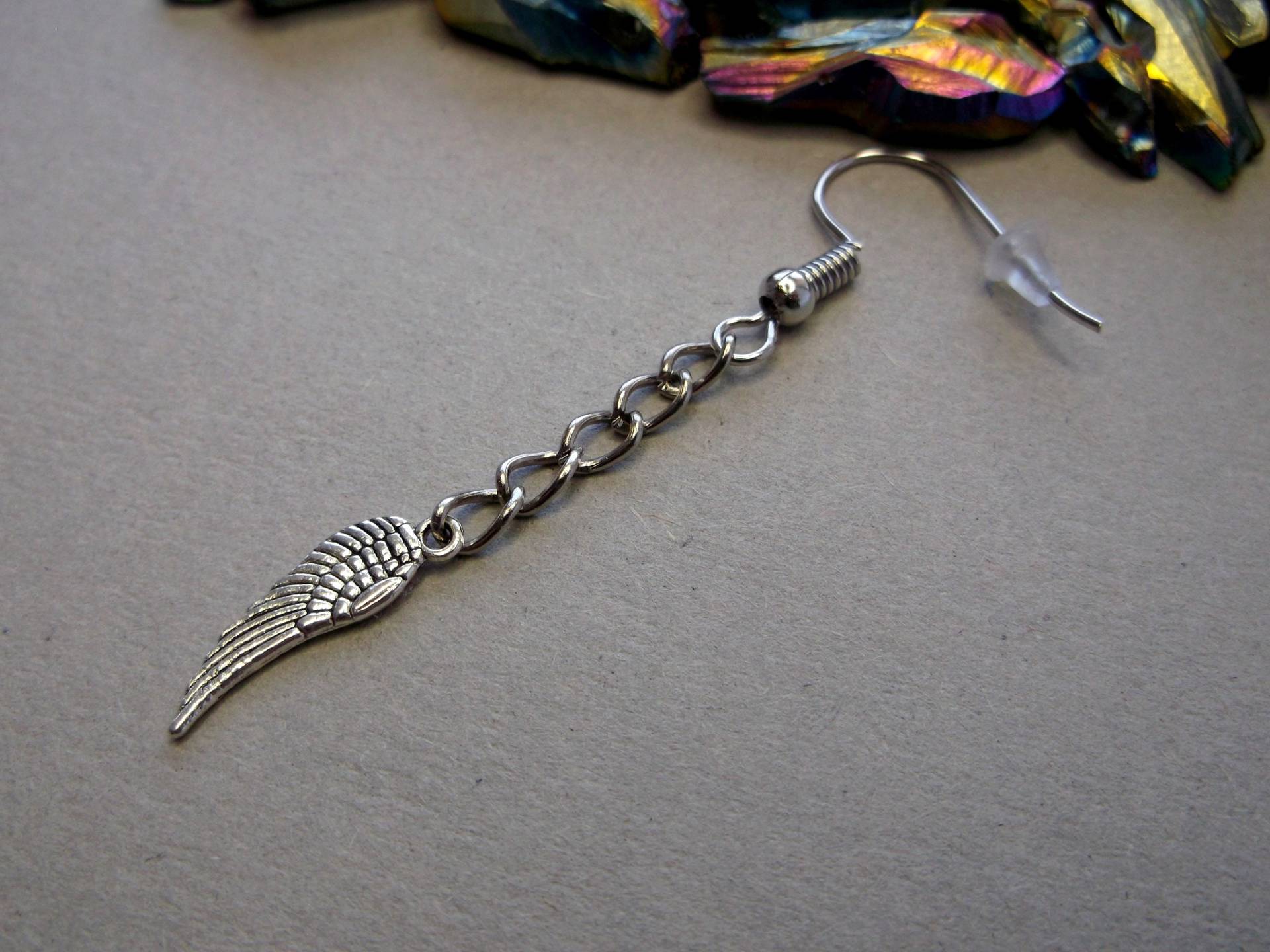 Engelsflügel Ohrhänger Tibetsilber Charm, Edelstahl Haken von BeAliter