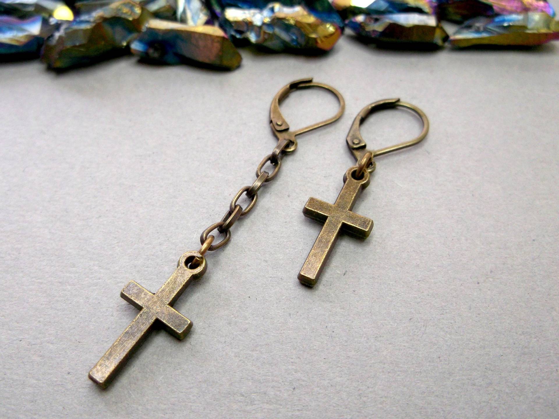 Messing Kreuz Ohrring Spiritueller Schutz Schmuck von BeAliter