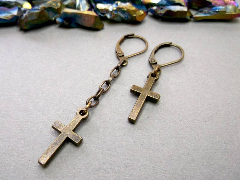 Messing Kreuz Ohrring Spiritueller Schutz Schmuck Messing Kreuz Ohrring Spiritueller Schutz Schmuck von BeAliter