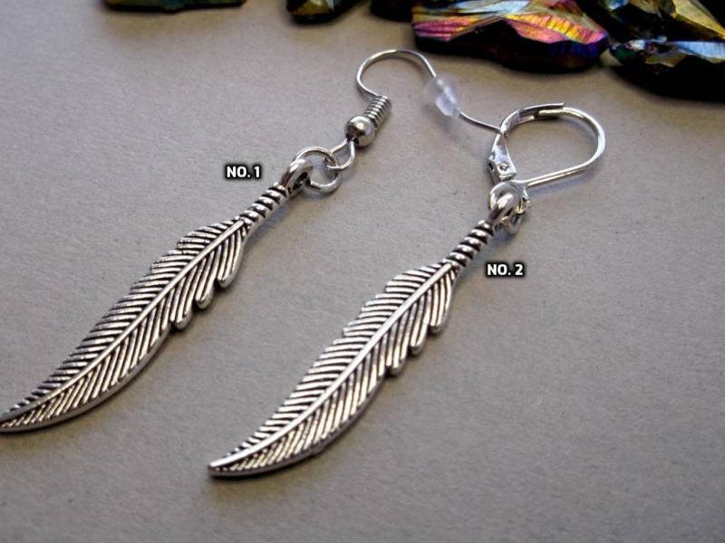 Silber Feder Ohrring Edelstahl Ohrhaken, Unisex Gothic Schmuck Silber Feder Ohrring Edelstahl Ohrhaken, Unisex Gothic Schmuck von BeAliter