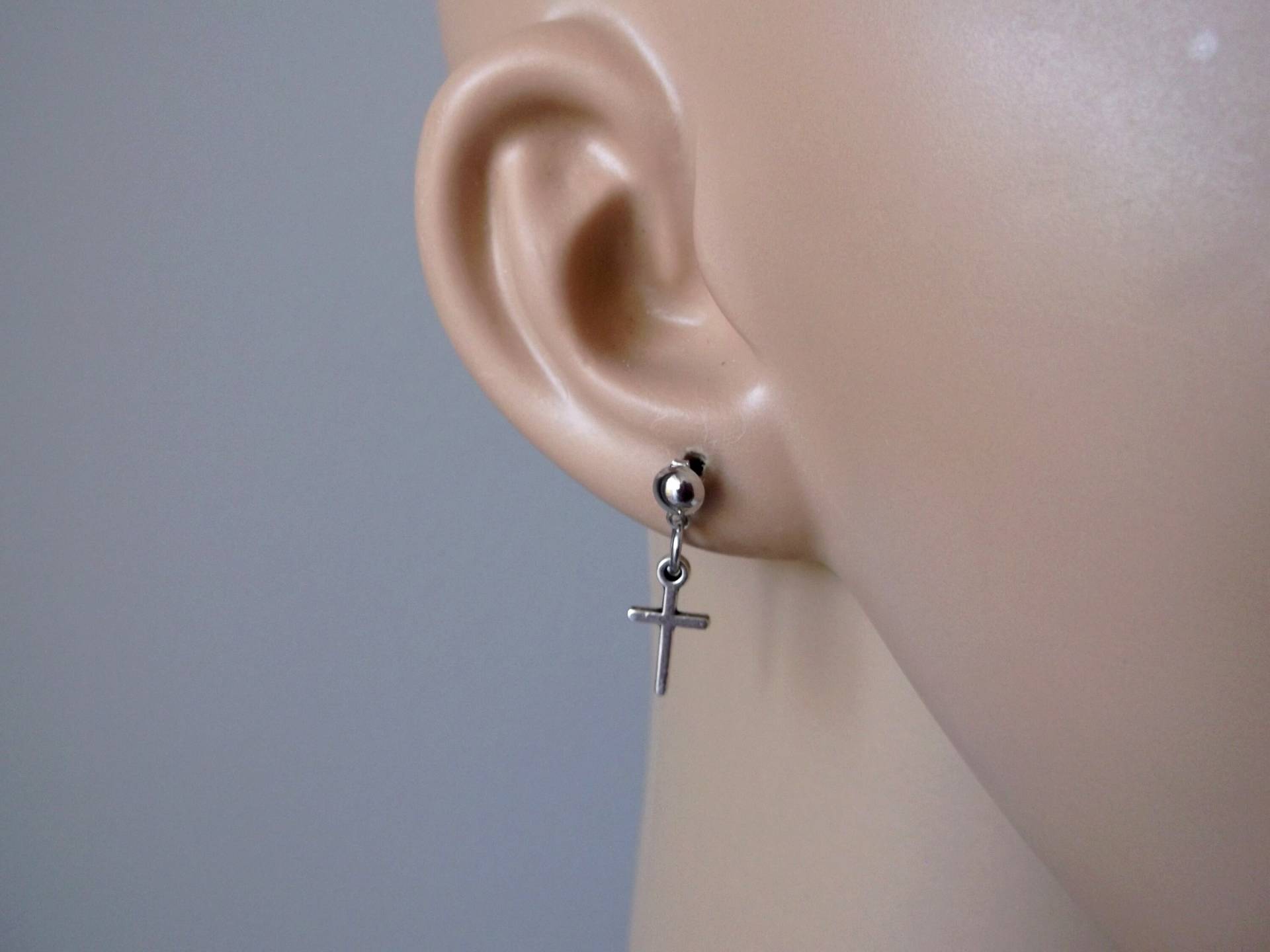 Silber Kreuz Baumeln Ohrring Edelstahl Schmuck Der Männer Silber Kreuz Baumeln Ohrring Edelstahl Schmuck Der Männer von BeAliter