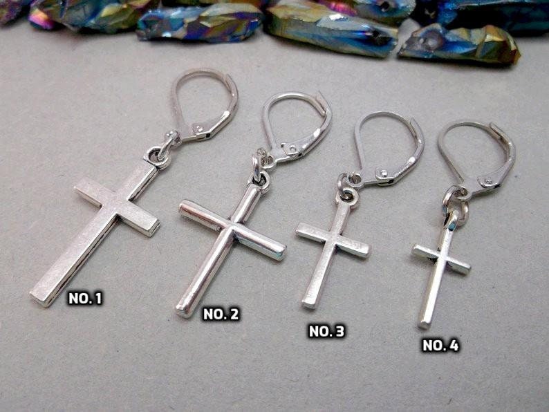 Silber Kreuz Ohrring Edelstahl Klappbrisur von BeAliter