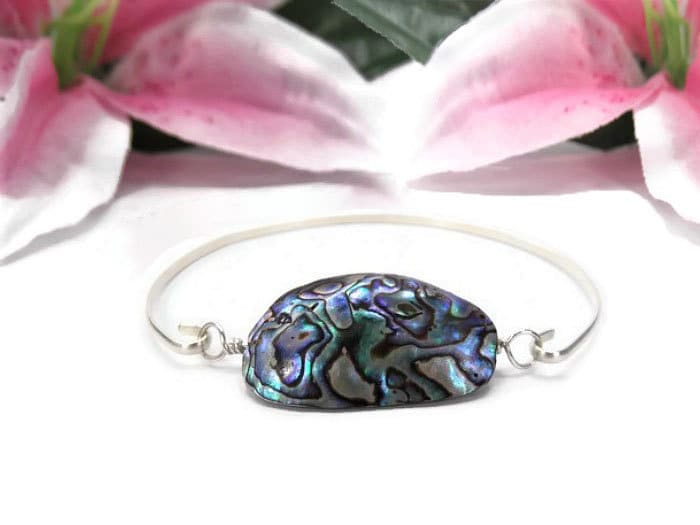 Abalone Armband - Shell Armreif Sterling Silber von BeBeautifulDesigns