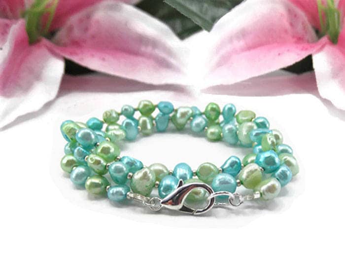 Blaue Und Grüne Perle Armband - Perlen Wrap von BeBeautifulDesigns