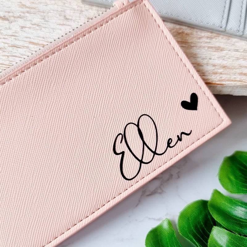 Mini-Geldbörse Mit Namen Und Herz | Geschenkidee Personalisiertes Portemonnaie Geldetui Als Geschenk Kartenhalter Leder von BeBonnieShop