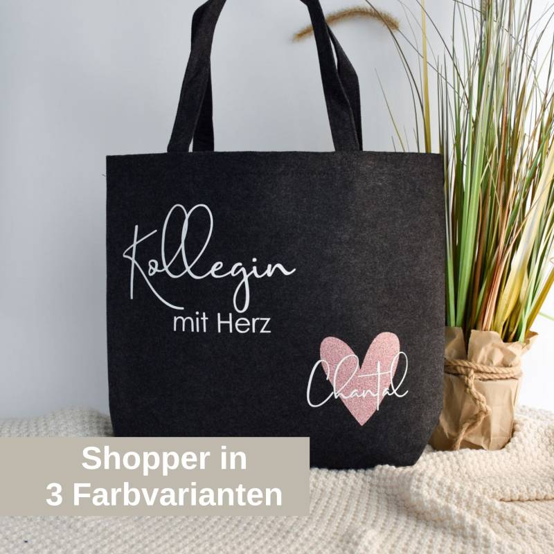Personalisierte Shopper Aus Filz | Kollegin Mit Herz Und Dem Namen Geschenk Für Die Beste Geburtstag von BeBonnieShop