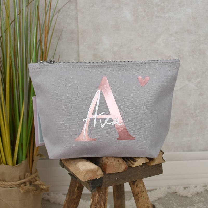 Personalisierte Tasche Aus Canvas-Baumwolle| Buchstabe Und Namen | Kosmetiktasche Mit Initialien Kulturtasche Für Damen Kulturbeutel von BeBonnieShop