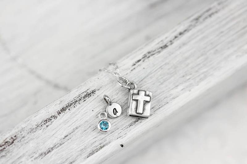 sterling Silber Bibel Halskette Christliche Taufgeschenk von BeCharmedandCompany