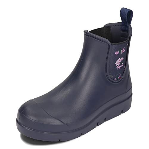 BeComfy Damen EVA Stiefel Kurze Regenstiefel Blumen Chelsea-Stiefel (Marineblau, numeric_39) von BeComfy