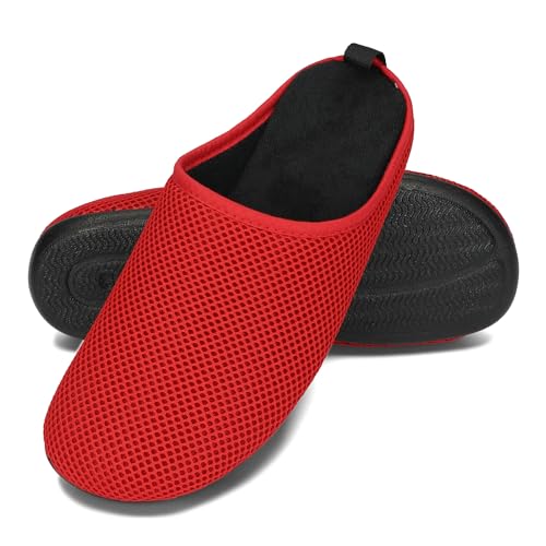 BeComfy Damen Hausschuhe aus luftigem Netzmaterial mit Flexible Gummisohle Leichte Damenpantoffeln 35-42 EU (Rot, EU Schuhgrößensystem, Erwachsene, Numerisch, M, 39) von BeComfy