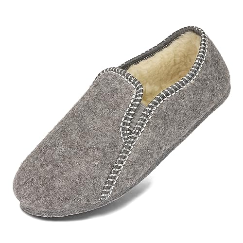 BeComfy Damen Herren Filzhauschuhe Gefüttert mit Schafwolle Warme Pantoffeln Unisex Filzsohle 36-46 EU (Grau, EU Schuhgrößensystem, Erwachsene, Numerisch, M, 41) von BeComfy