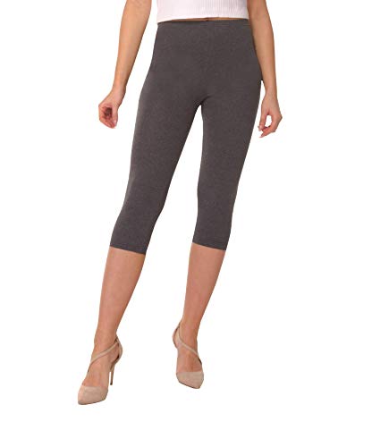 BeComfy Damen Leggings 3/4 Capri aus Baumwolle Viele Größen&Farben Blickdichte Leggins Rot Schwarz Graphit Grau Weiß Blau Rosa Beige (36, Graphit) von BeComfy