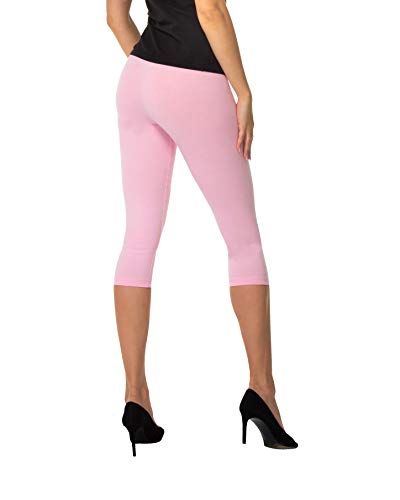 BeComfy Damen Leggings 3/4 Capri aus Baumwolle Viele Größen&Farben Blickdichte Leggins Rot Schwarz Graphit Grau Weiß Blau Rosa Beige (38, Rosa) von BeComfy