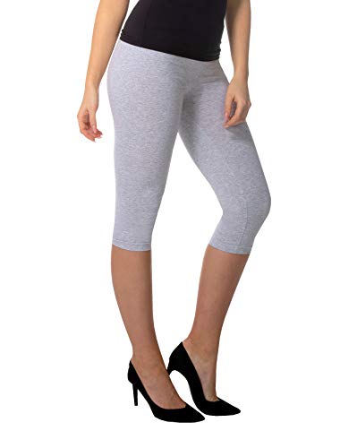 BeComfy Damen Leggings 3/4 Capri aus Baumwolle Viele Größen&Farben Blickdichte Leggins Rot Schwarz Graphit Grau Weiß Blau Rosa Beige (42, Grau) von BeComfy