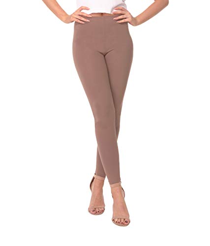 BeComfy Damen Leggings Knöchellang Blickdichte aus Baumwolle Casual Lange Hosen, Beige, 52 - 6XL von BeComfy