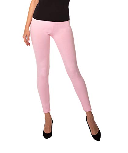 BeComfy Damen Leggings Knöchellang Blickdichte aus Baumwolle Casual Lange Hosen, Rosa, 46 - 3XL von BeComfy