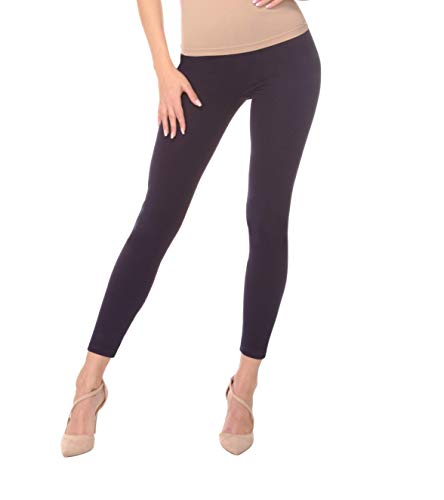 BeComfy Damen Leggings Knöchellang Blickdichte aus Baumwolle Casual Lange Hosen Schwarz Rot Grau Graphit Beige Blau Größe: 36,38,40,42,44,46,48,50,52,54,56 (36, Marineblau) von BeComfy