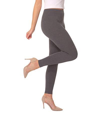 BeComfy Damen Leggings Knöchellang Blickdichte aus Baumwolle Casual Lange Hosen Schwarz Rot Grau Graphit Beige Blau Größe: 36,38,40,42,44,46,48,50,52,54,56 (40, Graphite) von BeComfy