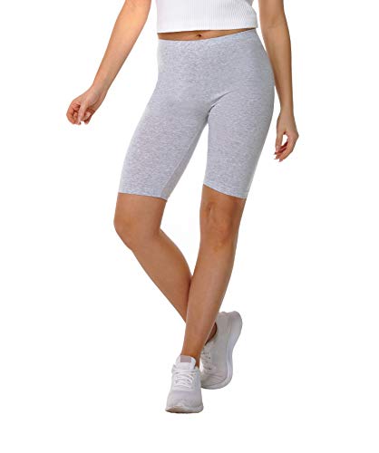 BeComfy Damen Radlerhose Leggings aus Baumwolle Sport Shorts Kurze Knielänge Blickdichte Rot Schwarz Blau Gelb Grau Graphit Weiß 36-56 (36 - S, Grau) von BeComfy