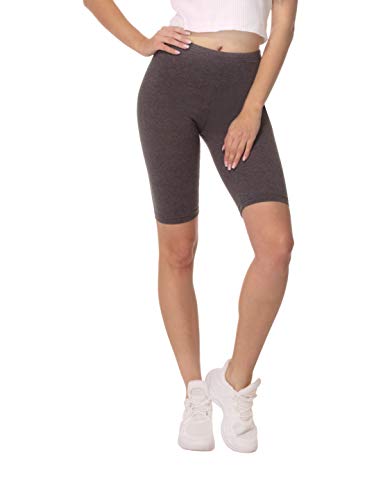 BeComfy Damen Radlerhose Leggings aus Baumwolle Sport Shorts Kurze Knielänge Blickdichte Rot Schwarz Blau Gelb Grau Graphit Weiß 36-56 (42 - XL, Graphit) von BeComfy