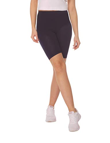 BeComfy Damen Radlerhose Leggings aus Baumwolle Sport Shorts Kurze Knielänge Blickdichte Rot Schwarz Blau Gelb Grau Graphit Weiß 36-56 (54-7XL, Marineblau) von BeComfy