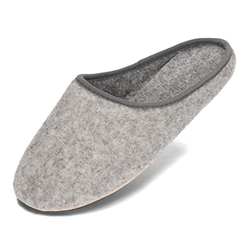 BeComfy Unisex Filzpantoffeln mit Gummisohle Damen Herren Filz Hausschuhe 36-46 EU (Grau, EU Schuhgrößensystem, Erwachsene, Numerisch, M, 37) von BeComfy