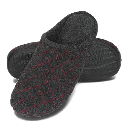 BeComfy Filzpantoffeln für Herren Hausschuhe mit Flexible Gummisohle Leichte Herrenpantoffeln 39-47 EU (Graphit, EU Schuhgrößensystem, Erwachsene, Numerisch, M, 45) von BeComfy