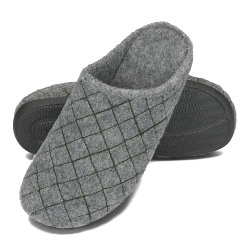 BeComfy Filzpantoffeln für Herren Hausschuhe mit Flexible Gummisohle Leichte Herrenpantoffeln 39-47 EU (Grau, EU Schuhgrößensystem, Erwachsene, Numerisch, M, 39) von BeComfy