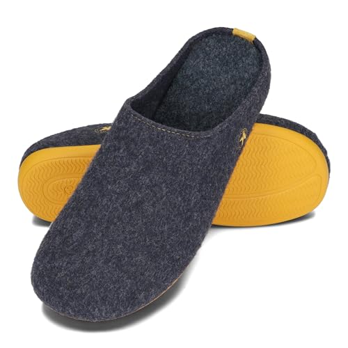 BeComfy Filzpantoffeln für Herren Hausschuhe mit Flexible Gummisohle Leichte Herrenpantoffeln Modell Komfort 39-47 EU (Blau, EU Schuhgrößensystem, Erwachsene, Numerisch, M, 40) von BeComfy