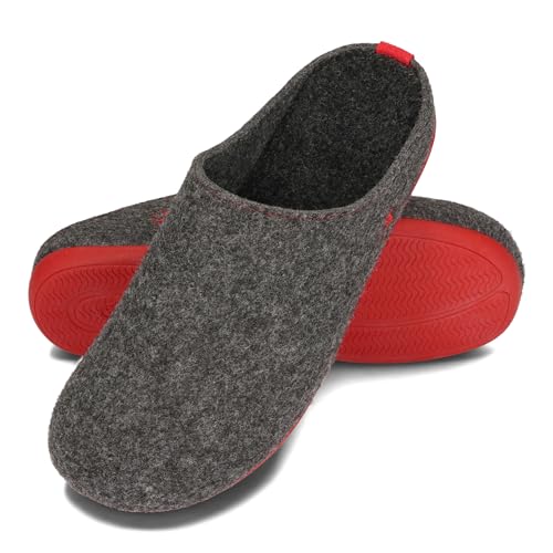 BeComfy Filzpantoffeln für Herren Hausschuhe mit Flexible Gummisohle Leichte Herrenpantoffeln Modell Komfort 39-47 EU (Graphite, EU Schuhgrößensystem, Erwachsene, Numerisch, M, 39) von BeComfy