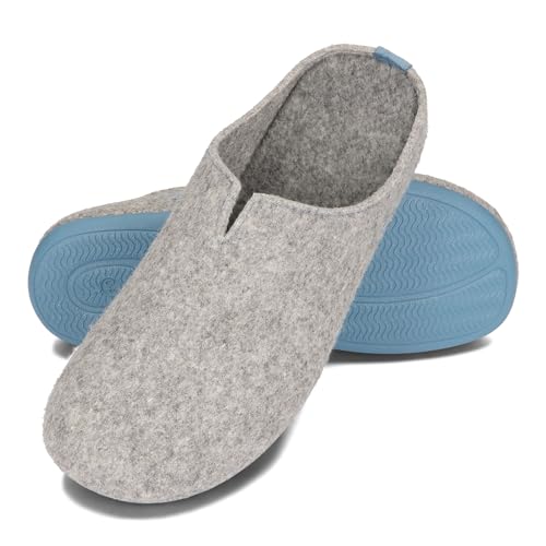 BeComfy Filzpantoffeln für Herren Hausschuhe mit Flexible Gummisohle Leichte Herrenpantoffeln Modell Komfort 39-47 EU (Grau, EU Schuhgrößensystem, Erwachsene, Numerisch, M, 40) von BeComfy