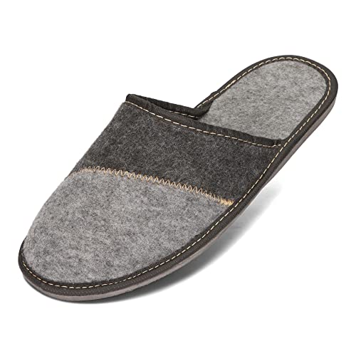 BeComfy Herren Filz Hausschuhe Männer Pantoffeln Licht Filzpantoffeln Hausschuhe Herren 40-46 EU (Grau, EU Schuhgrößensystem, Erwachsene, Numerisch, M, 40) von BeComfy