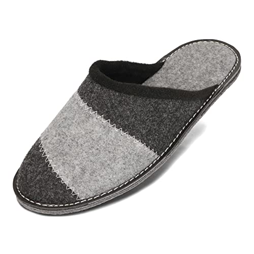 BeComfy Herren Filzpantoffeln Hausschuhe Pantoffel Filz Filzsohle Sehr Leicht Grau Schwarz 40 41 42 43 44 45 46 EU (Anthrazit, EU Schuhgrößensystem, Erwachsene, Numerisch, M, 42) von BeComfy