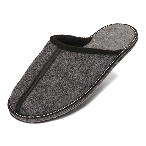 BeComfy Herren Filzpantoffeln Hausschuhe Pantoffel Filz Filzsohle Sehr Leicht Grau Schwarz 40 41 42 43 44 45 46 EU (Grau, EU Schuhgrößensystem, Erwachsene, Numerisch, M, 43) von BeComfy