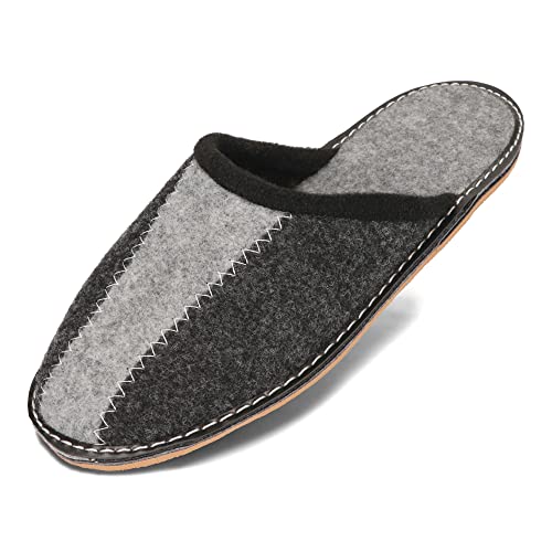 BeComfy Herren Filzpantoffeln Hausschuhe Pantoffel Filz Gummisohle Sehr Leicht Grau Schwarz 40 41 42 43 44 45 46 EU (Graphite, EU Schuhgrößensystem, Erwachsene, Numerisch, M, 43) von BeComfy