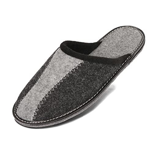 BeComfy Herren Filzpantoffeln Hausschuhe Pantoffel Filz Filzsohle Sehr Leicht Grau Schwarz 40 41 42 43 44 45 46 EU (Graphite, EU Schuhgrößensystem, Erwachsene, Numerisch, M, 44) von BeComfy