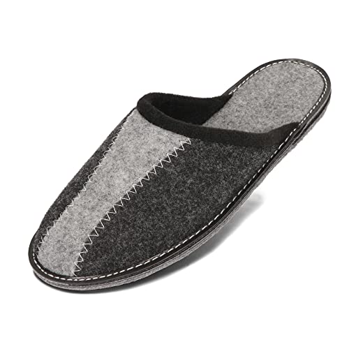 BeComfy Herren Filzpantoffeln Hausschuhe Pantoffel Filz Filzsohle Sehr Leicht Grau Schwarz 40 41 42 43 44 45 46 EU (Graphite, EU Schuhgrößensystem, Erwachsene, Numerisch, M, 45) von BeComfy