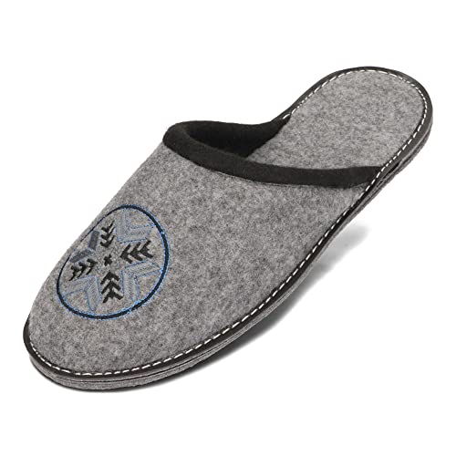 BeComfy Herren Filzpantoffeln Hausschuhe Pantoffel Filz Filzsohle Sehr Leicht Grau Schwarz 40 41 42 43 44 45 46 EU (Dunkelgrau, EU Schuhgrößensystem, Erwachsene, Numerisch, M, 46) von BeComfy