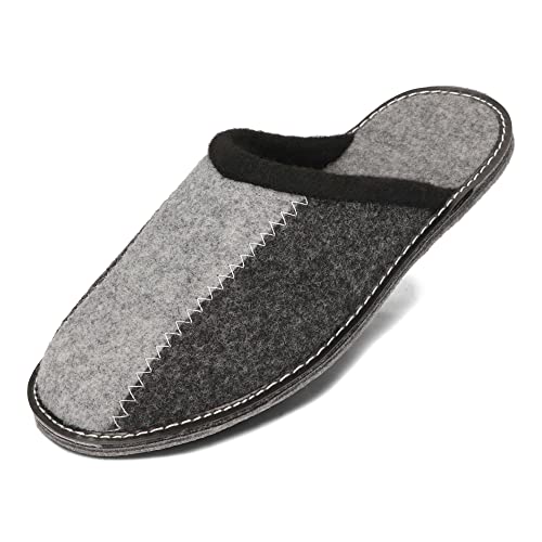 BeComfy Herren Filzpantoffeln Hausschuhe Pantoffel Filz Filzsohle Sehr Leicht Grau Schwarz 40 41 42 43 44 45 46 EU (Asche, EU Schuhgrößensystem, Erwachsene, Numerisch, M, 42) von BeComfy