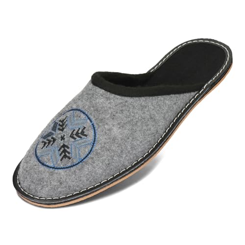 BeComfy Herren Filzpantoffeln Hausschuhe Pantoffel Filz Gummisohle Sehr Leicht Grau Schwarz 40 41 42 43 44 45 46 EU (Dunkelgrau-Schwarz, EU Schuhgrößensystem, Erwachsene, Numerisch, M, 46) von BeComfy