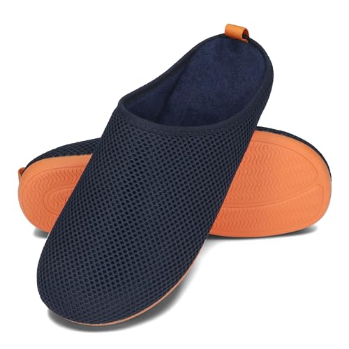 BeComfy Herren Hausschuhe aus luftigem Netzmaterial mit Flexible Gummisohle Leichte Herrenpantoffeln 39-47 EU/Marineblau,44 von BeComfy