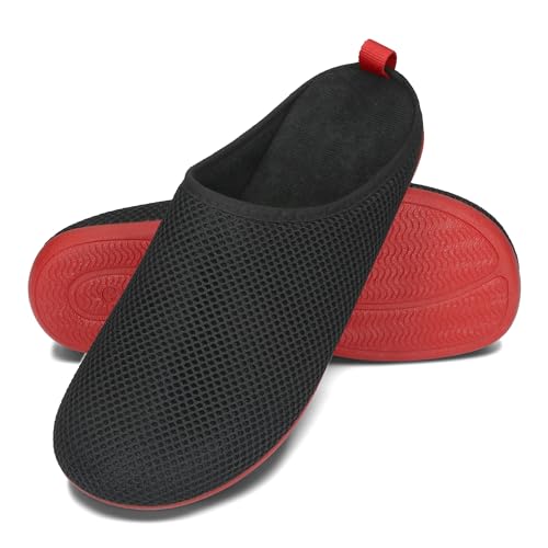 BeComfy Herren Hausschuhe aus luftigem Netzmaterial mit Flexible Gummisohle Leichte Herrenpantoffeln 39-47 EU/Schwarz, 42 von BeComfy