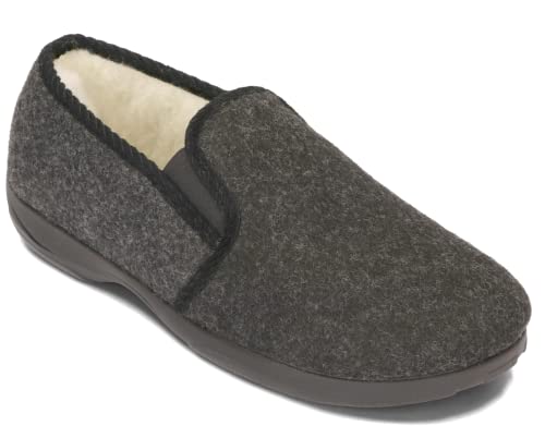 BeComfy Herren Warme Filz Hausschuhe Gefüttert mit Wolle 40-46 EU (Graphit, EU Schuhgrößensystem, Erwachsene, Numerisch, M, 40) von BeComfy