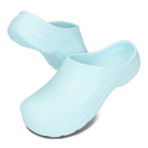 BeComfy Leichte Gartenclogs Damen Herren Gummiclogs Eva Clogs Bequeme Gartenschuhe Sommer G. 36-46 EU/Hellblau, 37 von BeComfy