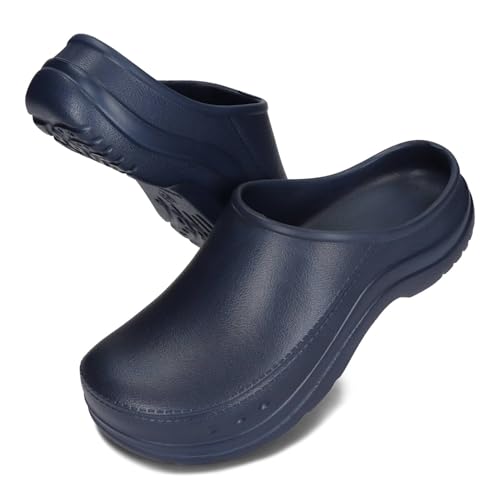 BeComfy Leichte Gartenclogs Damen Herren Gummiclogs Eva Clogs Bequeme Gartenschuhe Sommer G. 36-46 EU/Marineblau, 44 von BeComfy