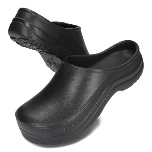 BeComfy Leichte Gartenclogs Damen Herren Gummiclogs Eva Clogs Bequeme Gartenschuhe Sommer G. 36-46 EU/Schwarz, 46 von BeComfy