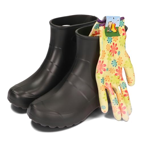 BeComfy Unisex Damen Herren EVA Stiefel Federleichte Schaumstoff Gartenschuhe Rot Schwarz Gelb Grün 36-47 EU (Schwarz, EU Schuhgrößensystem, Erwachsene, Numerisch, M, 39) von BeComfy