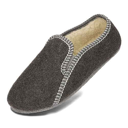 BeComfy Damen Herren Filzhauschuhe Gefüttert mit Schafwolle Warme Pantoffeln Unisex Filzsohle 36-46 EU (Graphit, EU Schuhgrößensystem, Erwachsene, Numerisch, M, 37) von BeComfy