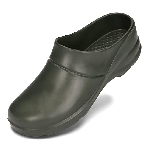 BeComfy Unisex Eva Clogs Gartenschuhe Damen Herren Gartenclogs wasserdichte Sehr Leichte Pantoletten 36 – 47 EU (Dunkelgrün, EU Schuhgrößensystem, Erwachsene, Numerisch, M, 42) von BeComfy