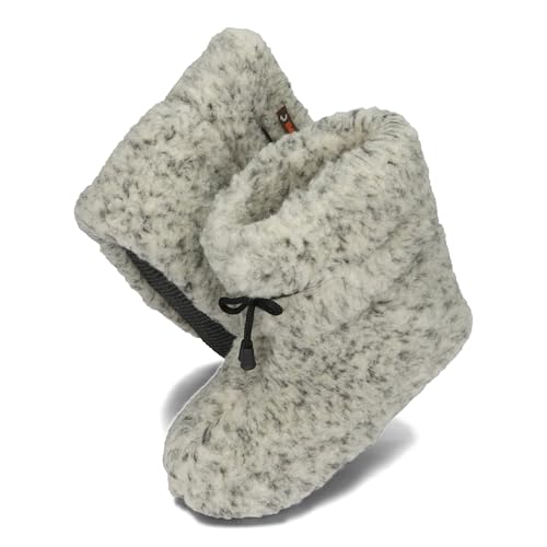BeComfy Warme Hausschuhe Damen Herren Hüttenschuhe aus Schafwolle Wollhausschuhe Unisex Hausstiefel mit Schnürsenkeln 36-46 (Grau, EU Schuhgrößensystem, Erwachsene, Numerisch, M, 39) von BeComfy